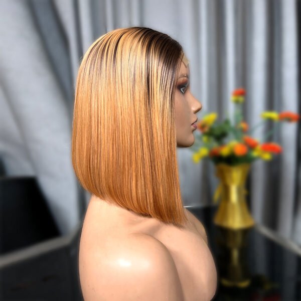 Glueless Silky Blonde Mix Color 4x4 Lace Closure Bob Wig - Image 2