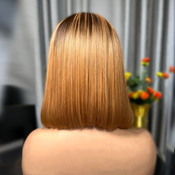 Glueless Silky Blonde Mix Color 4x4 Lace Closure Bob Wig - Image 3