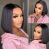 💥[ BIG SALE ] Glueless Bone straight 4x4 Pre-Cut Closure HD Lace Ready to Go Bob Wig