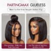 💥[ BIG SALE ] Blunt Cut Double Drawn 180 % Bone Straight Glueless 13x4 HD Lace Frontal Bob Wig - Image 4