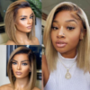 Blonde Ombre Color T Part Lace Bob Wig 12" - Image 4
