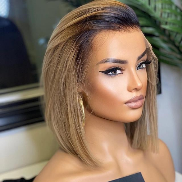 Blonde Ombre Color T Part Lace Bob Wig 12" - Image 3