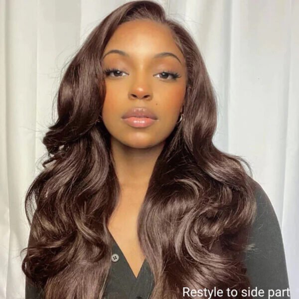 Glueless Chestnut Brown Loose Wave 5x5 Pre-Cut HD Lace Wig 100% Human Hair 20" - Image 2