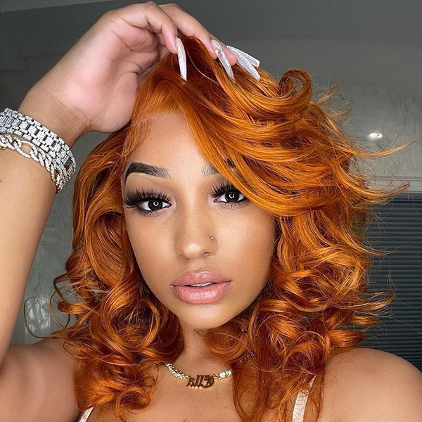Ginger Orange Color Glueless 13x4 Frontal Lace Wig - Image 3
