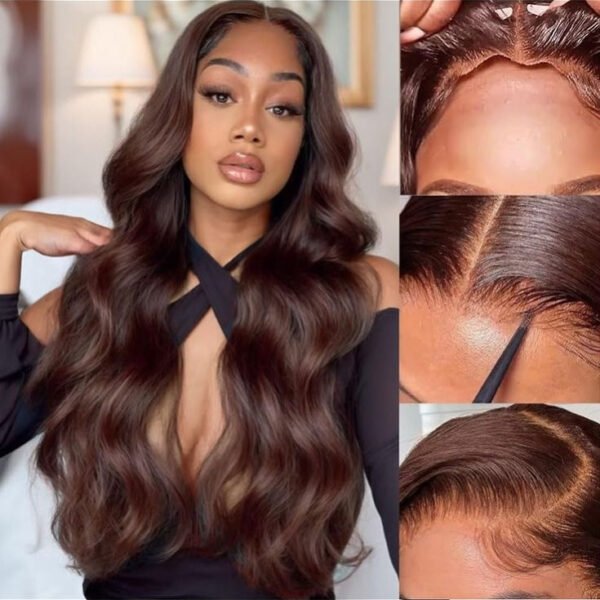 Glueless Chestnut Brown Loose Wave 5x5 Pre-Cut HD Lace Wig 100% Human Hair 20"